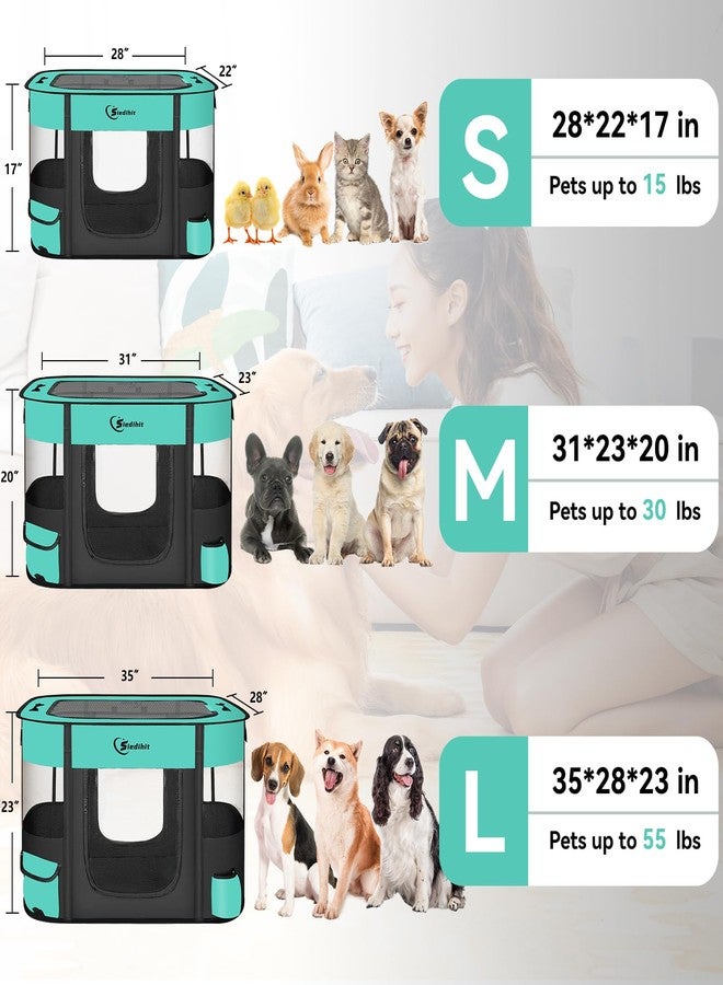 Siedihit Dog Playpen,Cat Pet Puppy Pen,Portable Playpens for Dogs Indoor Outdoor Travel Camping Use,Foldable Dog Kennel Tent Crate for Rabbit Small Animals and Tent Stakes (Green, Lagre) - Image 3