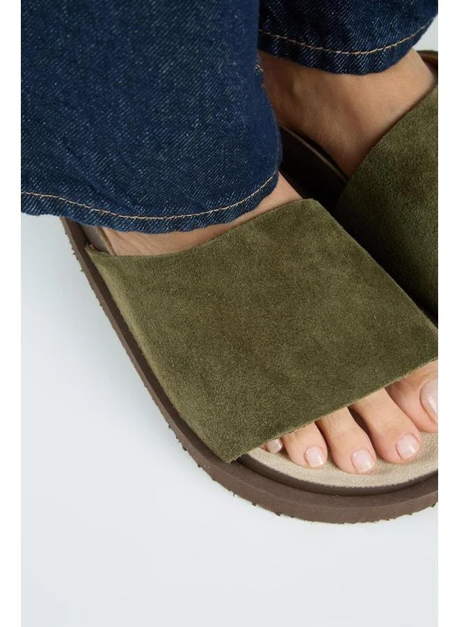 Manijero  Lizette Women's Genuine Leather Single-Band Khaki Slipper. for Women | Best Price UAE