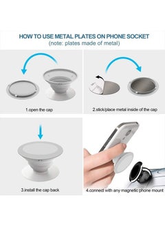 volport Pops Sticky Adhesive Replacement for Car Mount, 6 Pack 3M Dots VHB Sticker Pads Double Sided Tape for Magnetic Dashboard Cell Phone Holder Wall Socket Base with 2 Pack Round Metal Plate Discs  - Image 4