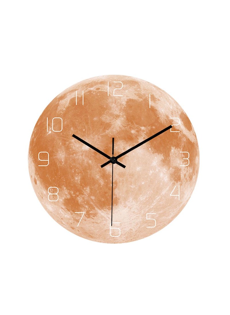 Bluejw Luminous Wall Clock For Bedroom, 12 Inch Silent Battery-Operated Wall Clocks For Living Room Or Kitchen, Large Display Night Light Up Kids Boys Birthday Gift Glow In The Dark -Moon - Image 1
