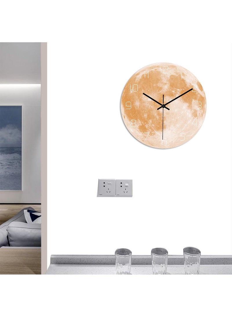 Bluejw Luminous Wall Clock For Bedroom, 12 Inch Silent Battery-Operated Wall Clocks For Living Room Or Kitchen, Large Display Night Light Up Kids Boys Birthday Gift Glow In The Dark -Moon - Image 5