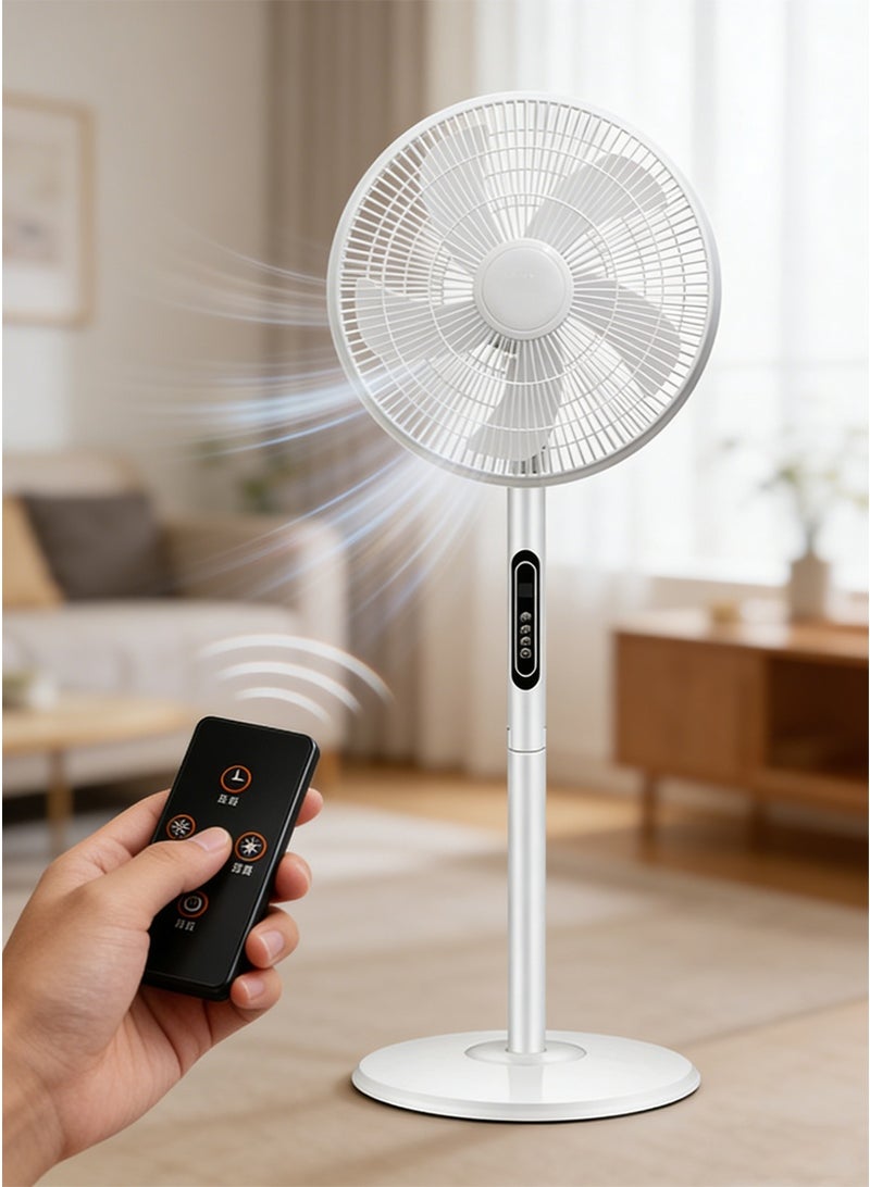 VUCATIN 16-Inch Remote & Touch Control Standing Fan – Oscillating Floor Fan for Home, Office & Dorm, 8 Speeds + 9H Timer, Air Circulator for Living Room & Bedroom, Low Noise Energy-Saving Pedestal Fan (White) - Image 1