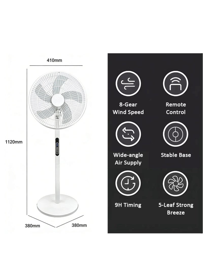 VUCATIN 16-Inch Remote & Touch Control Standing Fan – Oscillating Floor Fan for Home, Office & Dorm, 8 Speeds + 9H Timer, Air Circulator for Living Room & Bedroom, Low Noise Energy-Saving Pedestal Fan (White) - Image 3