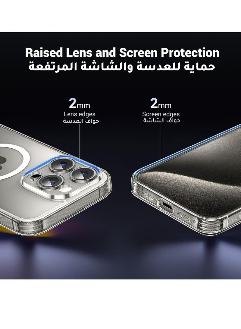 Magnetic Clear Back Designed for iPhone 15 Pro Clear Phone Case Compatible with Magsafe, Slim Protective Cover