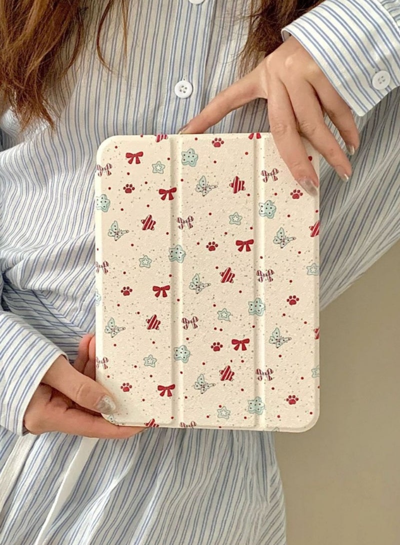 general Triple Adjustable Kickstand Hard Folio Case for Apple iPad 10 10th Gen 10.9 inch 2022 Model Tablet Cream White Pink Bow Flowers Floral Refreshing Chic Delicate Cute Lovely Cartoon Girls Kids - Image 2