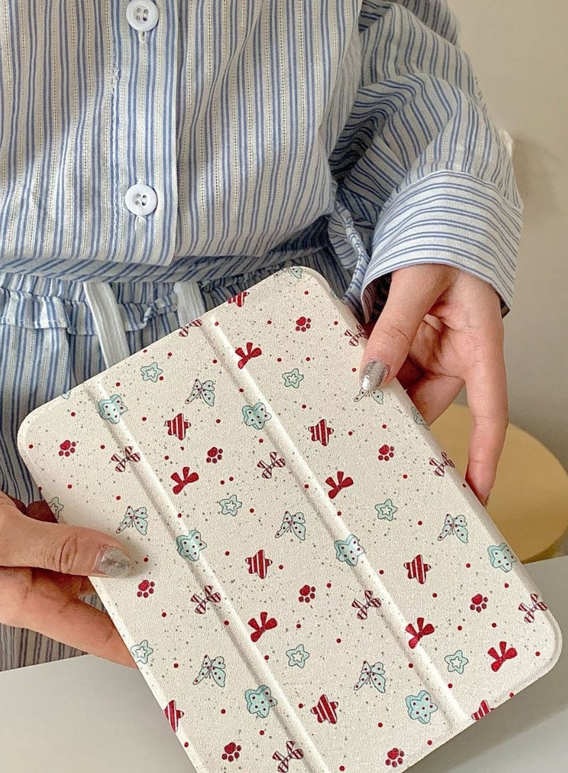 general Triple Adjustable Kickstand Hard Folio Case for Apple iPad 10 10th Gen 10.9 inch 2022 Model Tablet Cream White Pink Bow Flowers Floral Refreshing Chic Delicate Cute Lovely Cartoon Girls Kids - Image 4