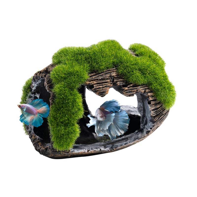 Swirge Betta Broken Barrel Decor Fish Tank Accessories, Resin Fish Hide Cave Aquarium Decoration Fish Tank Toys Hole Accessories (Small) - Image 1