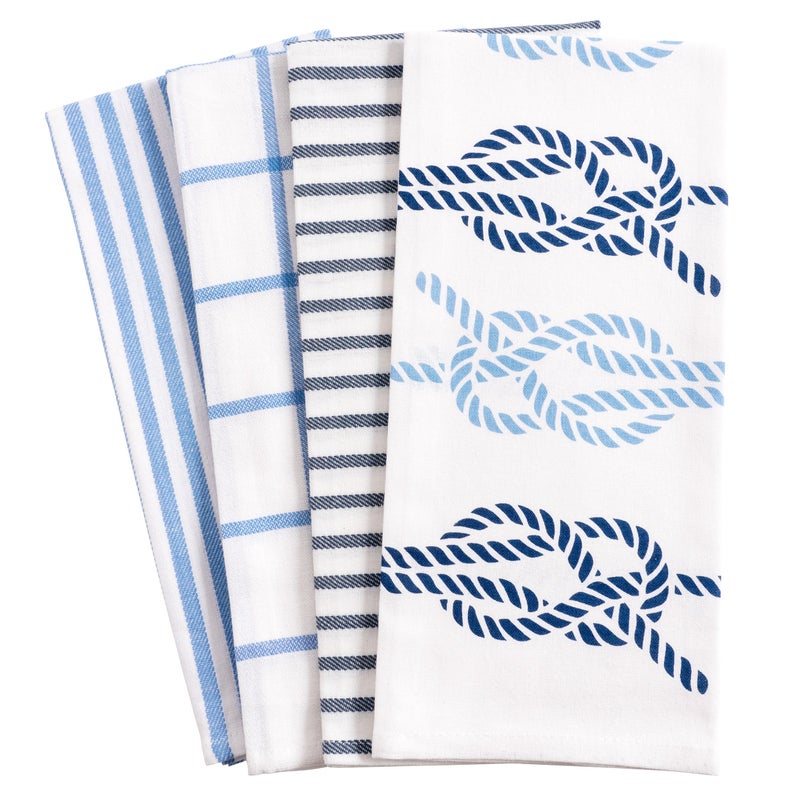 KAF Home Pantry Nautical Knots Kitchen Dish Towel Set of 4  100-Percent Cotton  18 x 28-inch - Image 1