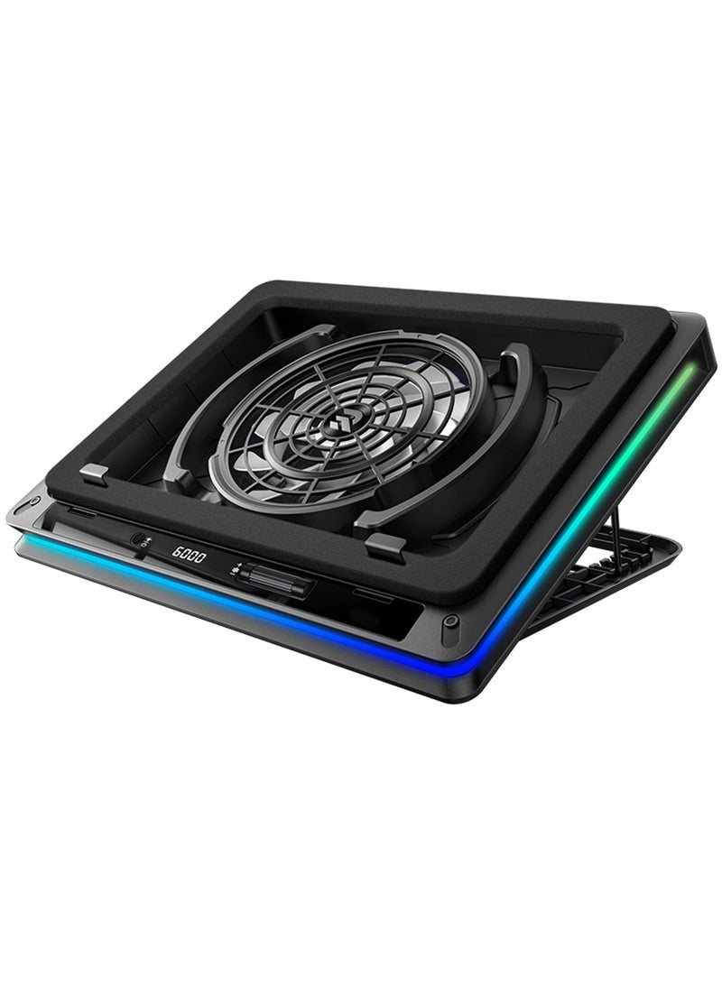 erorex Gaming Laptop Cooling Pad, Laptop Cooling Stand with 18cm External Cooling Fan, Rapid Cooling Laptop 15.6-19.3inch, Infinitely Variable Speed, 5 Height Stands, USB Ports - Image 1