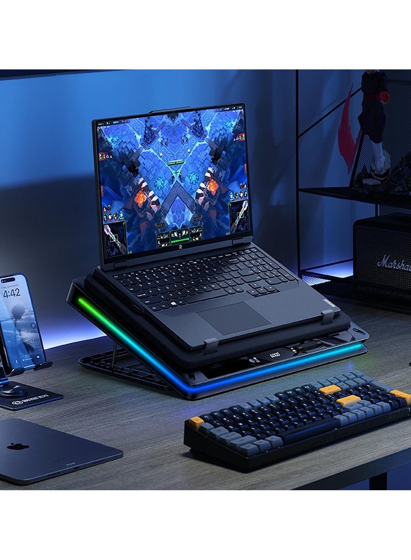 erorex Gaming Laptop Cooling Pad, Laptop Cooling Stand with 18cm External Cooling Fan, Rapid Cooling Laptop 15.6-19.3inch, Infinitely Variable Speed, 5 Height Stands, USB Ports - Image 2