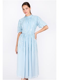 Puff Sleeve Blue Embellished Dress - pzsku/ZFE324ADEF018C167A105Z/45/_/1737113852/cc16ad58-1414-456e-bfde-6d1b39581138