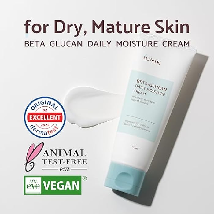 IUNIK Beta-Glucan Vegan Lightweight Non-Sticky Deep Moisture Watery Cream Lotion Daily Moisturizer Quick Absorption Dry Mature Sensitive Fine lines Skin Naturally-Derived Centella Vitamin Korean - Image 2