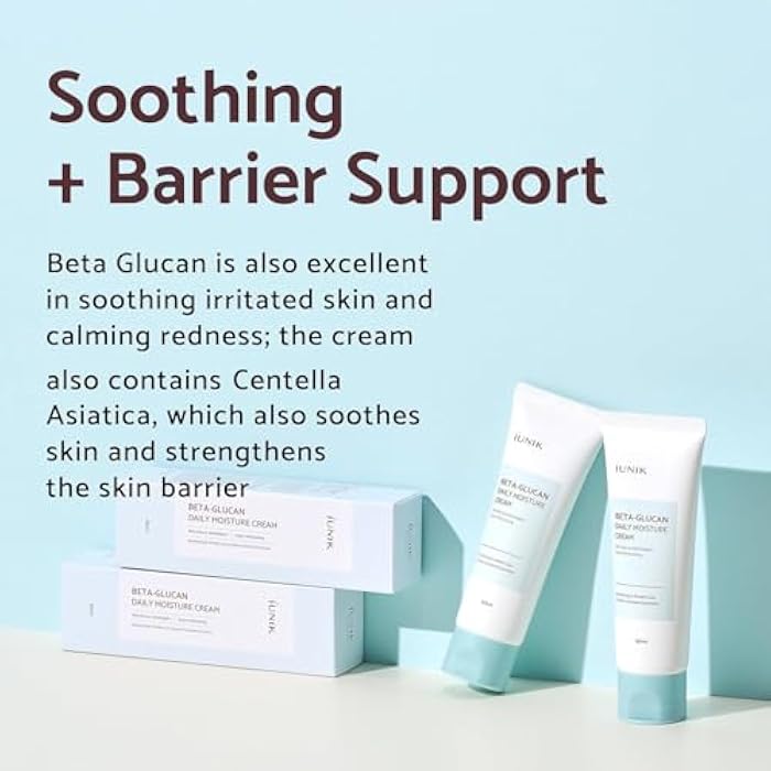 IUNIK Beta-Glucan Vegan Lightweight Non-Sticky Deep Moisture Watery Cream Lotion Daily Moisturizer Quick Absorption Dry Mature Sensitive Fine lines Skin Naturally-Derived Centella Vitamin Korean - Image 4