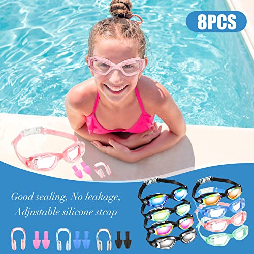 Konohan 8 Pack Kids Goggles Swim Goggles for Adult Kids Swimming Glasses Anti Fog Silicone No Leak Pool Glasses(Cute Colors) - Image 5
