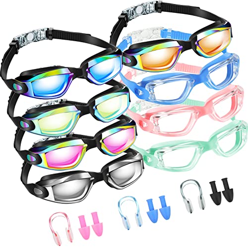Konohan 8 Pack Kids Goggles Swim Goggles for Adult Kids Swimming Glasses Anti Fog Silicone No Leak Pool Glasses(Cute Colors) - Image 1