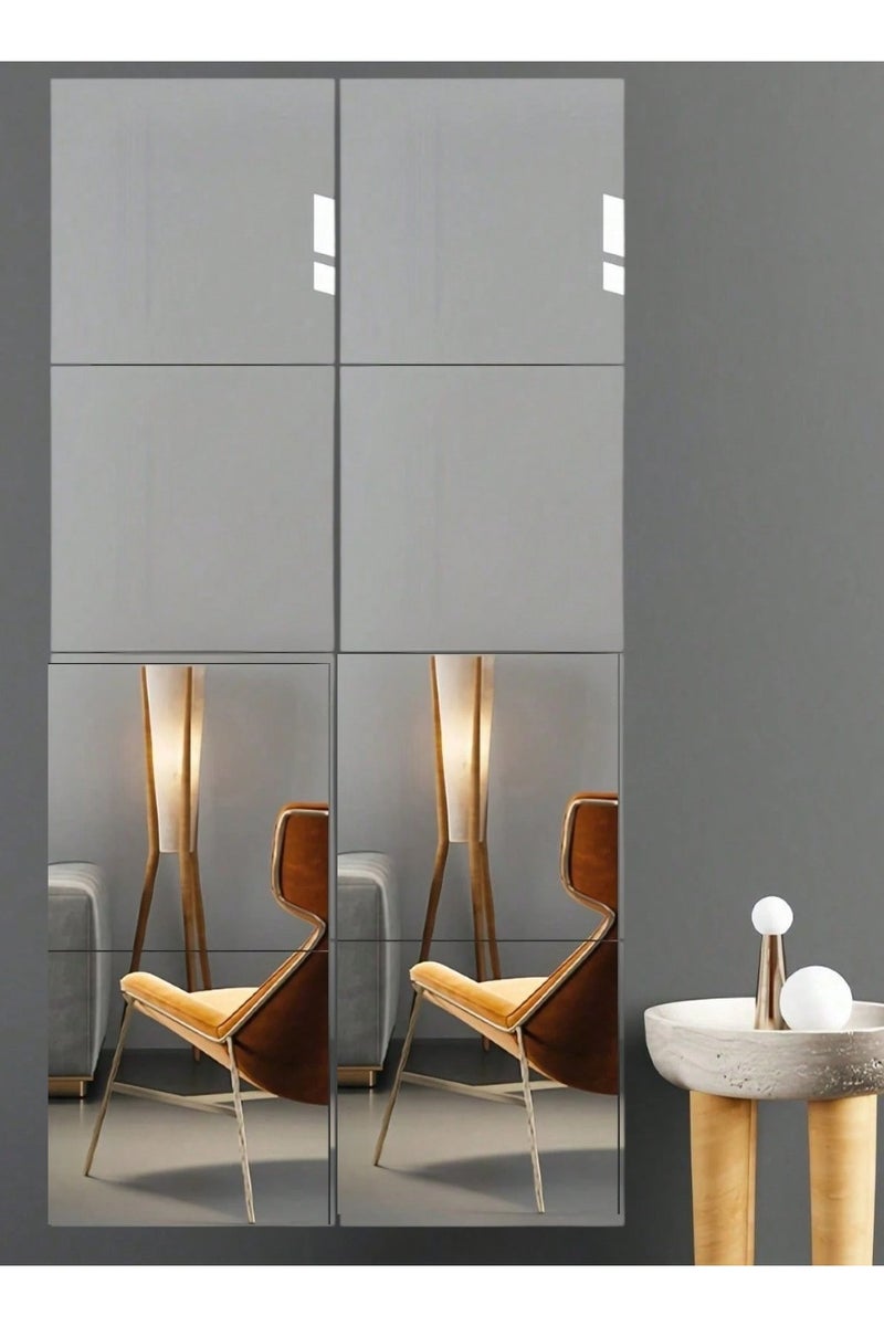Wall Mirror Sticker Set – Reflects Like a Real Mirror – 8-Piece Decorative Panel - Image 1