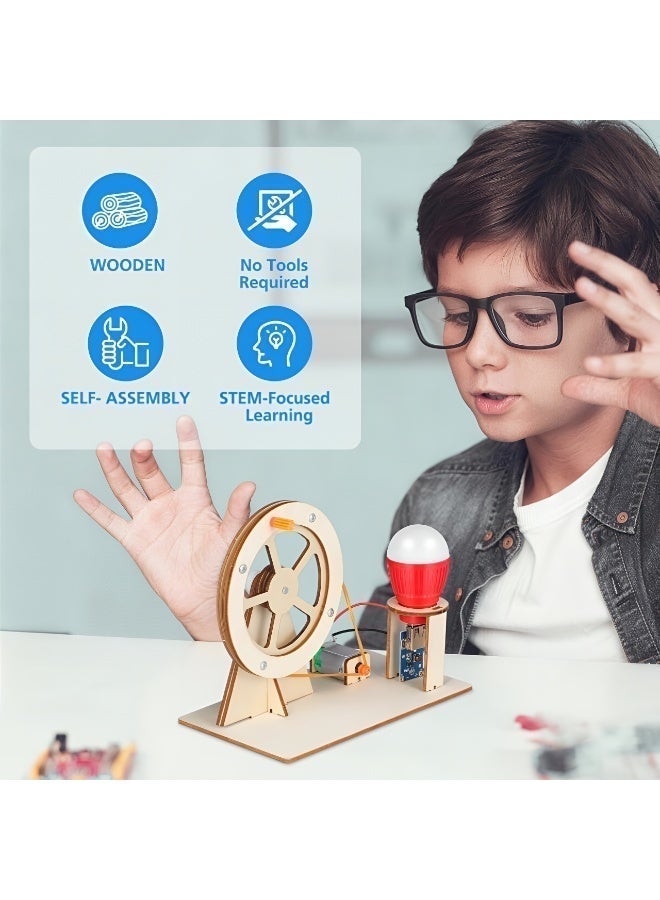 ابتكار طقم تجربة موليد الكهرباء يدوياً - مشروع علوم وفيزياء تعليمي STEM للأطفال - نموذج خشبي لتعليم الدائرة الكهربائية - مثالي للمشاريع المدرسية والوسائل التعليمية - Image 3
