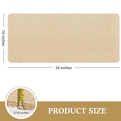LuxStep Shower Mat Bathtub Mat36x16 inch NonSlip Bath Mat with Drain Quick Drying PVC Loofah Bathmat for TubShowerBathroom Phthalate FreeKhaki - Image 3