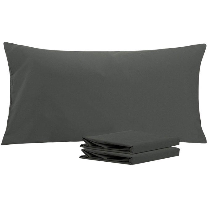 KING PILLOWCASE SET 2 PACK BRUSHED MICROFIBER 20X40 PILLOWCASES SOFT WRINKLEFREE FADERESISTANT STAINRESISTANT DARK GREY PILLOWCASES WITH ENVELOPE CLOSURE 20X40 INCHES DARK GREY