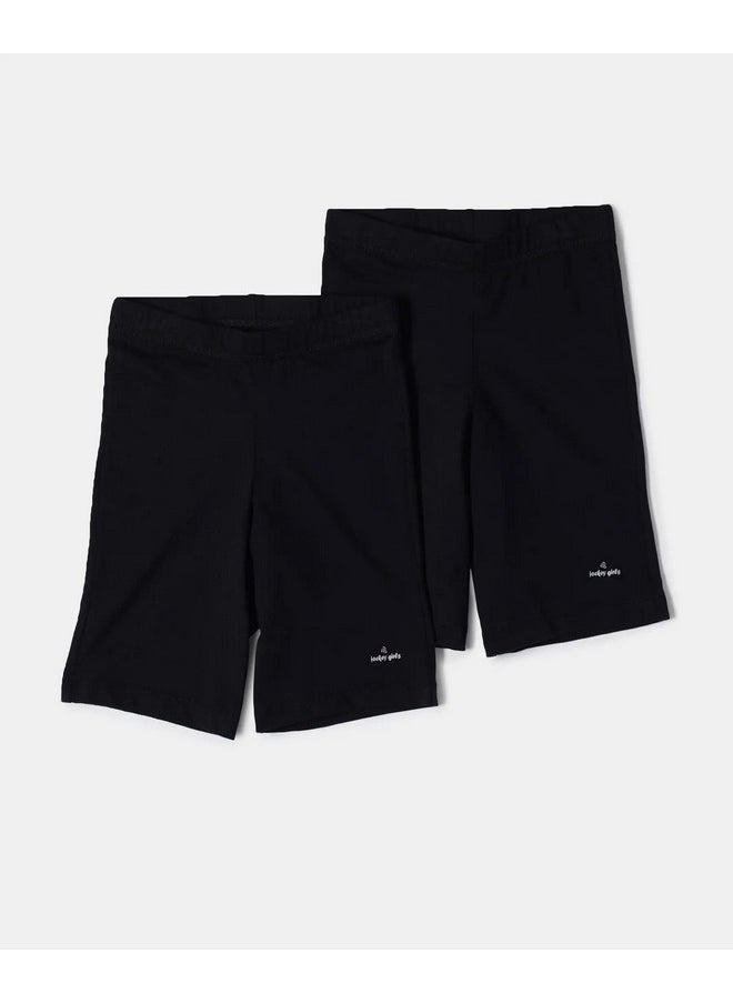 JOCKEY - Jockey SG03 Girl's Super Combed Cotton Elastane Stretch Shorties with Ultrasoft Waistband_Black_11-12 Yrs - Image 1