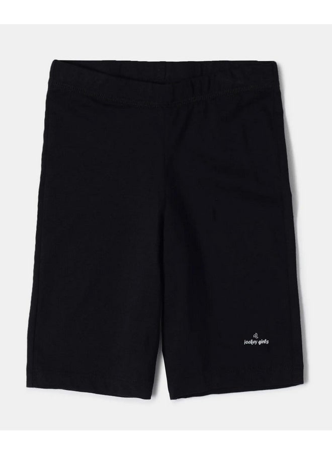 JOCKEY - Jockey SG03 Girl's Super Combed Cotton Elastane Stretch Shorties with Ultrasoft Waistband_Black_11-12 Yrs - Image 1