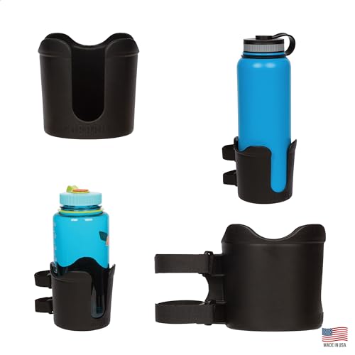 ROBOCUP Plus Black AddOn Accessory XL Extension Cup Holder Larger Drink Capacity Perfect for Boats Golf Carts Walkers Wheelchairs and Work Made in USA Includes 1