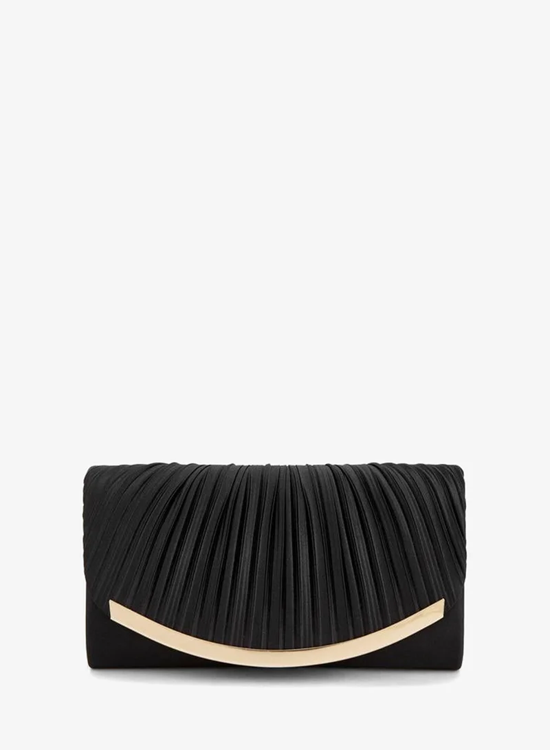 Pleated Clutch With Detachable Chain Strap