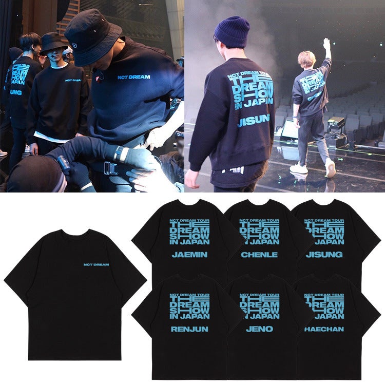 NCTDREAM Dream Team Day Tour Concert Surrounding the Same Short-sleeved T-shirt Loose Song Playing Clothes HAECHAN-Black - Image 4