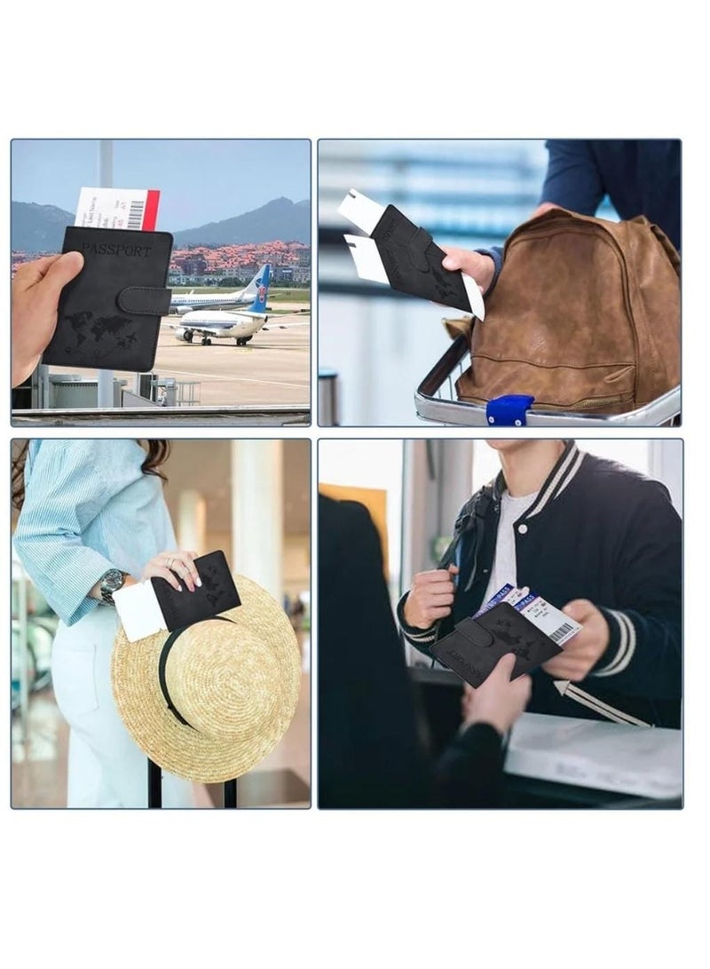 حامل جواز سفر لضروريات السفر، حافظة غطاء جواز السفر لإكسسوارات السفر الضرورية، حامل جواز سفر للنساء والرجال باللون الأسود - Image 4