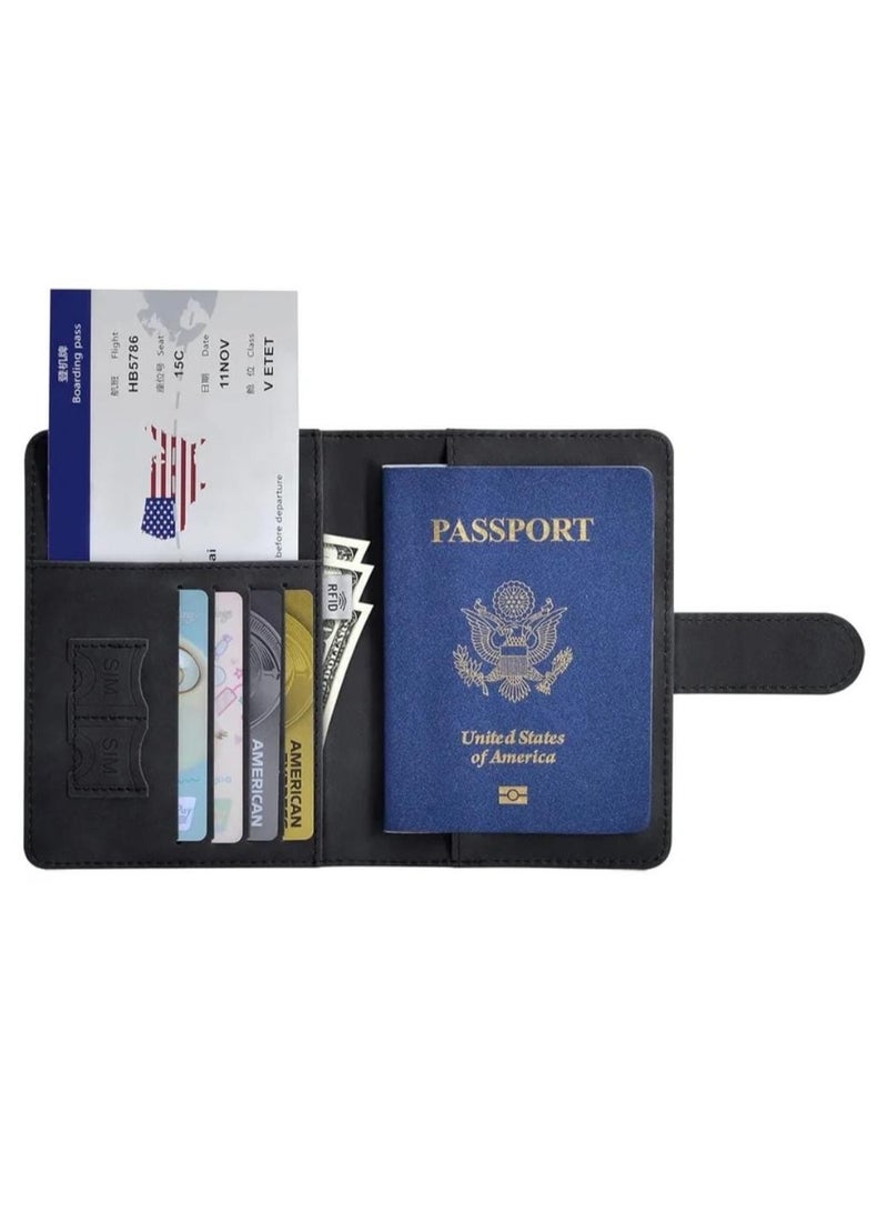 حامل جواز سفر لضروريات السفر، حافظة غطاء جواز السفر لإكسسوارات السفر الضرورية، حامل جواز سفر للنساء والرجال باللون الأسود - Image 5