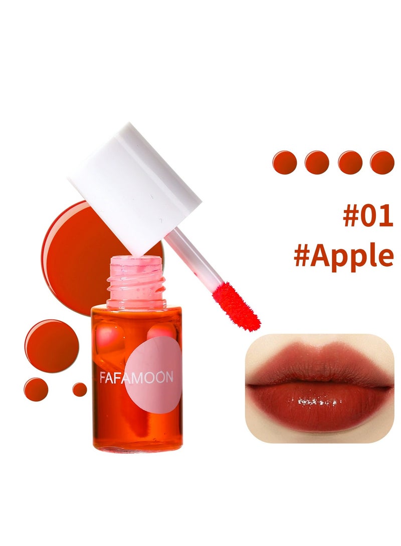 FAFAMOON Lip Tint Stain Set, Mini Liquid Water Tint,Korean Lip Gloss Moisturizing Natural,Long Lasting Waterproof,Multi-Use Lip and Cheek Tint(Apple) - Image 1