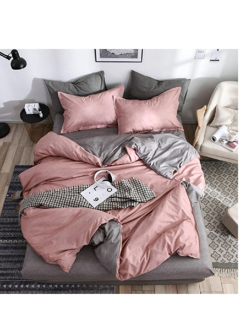 Sharpdo طقم ملاءات سرير مكون من 4 قطع، طقم لحاف من القطن الفاخر والألياف الدقيقة الناعمة مع 1 غطاء لحاف/لحاف و1 ملاءة مسطحة و2 كيس وسادة سرير كينج 2.2 متر (220*240 سم) - Image 4