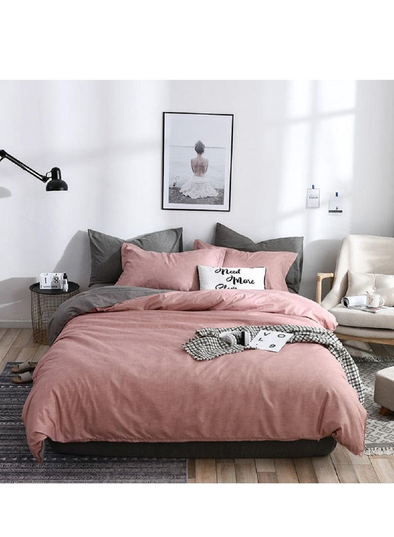 Sharpdo طقم ملاءات سرير مكون من 4 قطع، طقم لحاف من القطن الفاخر والألياف الدقيقة الناعمة مع 1 غطاء لحاف/لحاف و1 ملاءة مسطحة و2 كيس وسادة سرير كينج 2.2 متر (220*240 سم) - Image 1