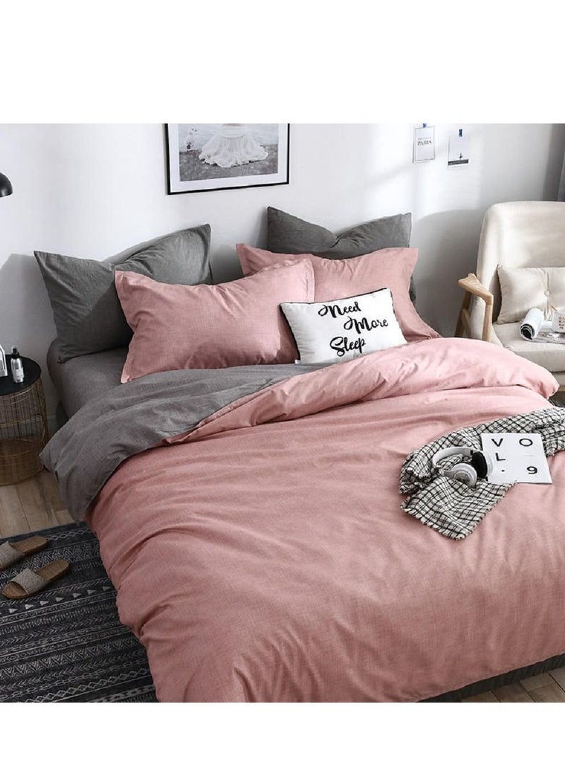 Sharpdo طقم ملاءات سرير مكون من 4 قطع، طقم لحاف من القطن الفاخر والألياف الدقيقة الناعمة مع 1 غطاء لحاف/لحاف و1 ملاءة مسطحة و2 كيس وسادة سرير كينج 2.2 متر (220*240 سم) - Image 5