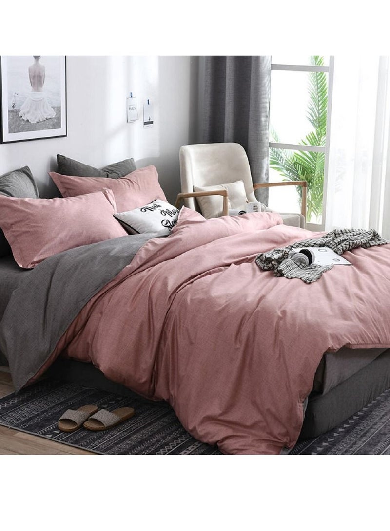 Sharpdo طقم ملاءات سرير مكون من 4 قطع، طقم لحاف من القطن الفاخر والألياف الدقيقة الناعمة مع 1 غطاء لحاف/لحاف و1 ملاءة مسطحة و2 كيس وسادة سرير كينج 2.2 متر (220*240 سم) - Image 3