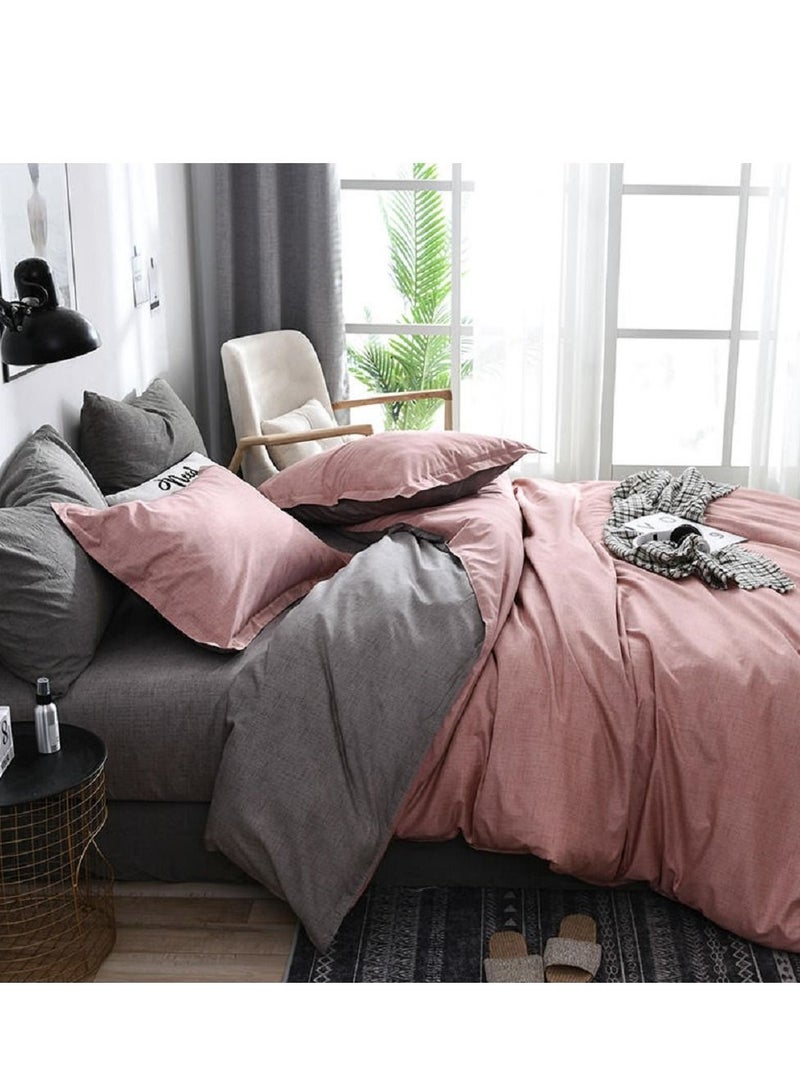 Sharpdo طقم ملاءات سرير مكون من 4 قطع، طقم لحاف من القطن الفاخر والألياف الدقيقة الناعمة مع 1 غطاء لحاف/لحاف و1 ملاءة مسطحة و2 كيس وسادة سرير كينج 2.2 متر (220*240 سم) - Image 2