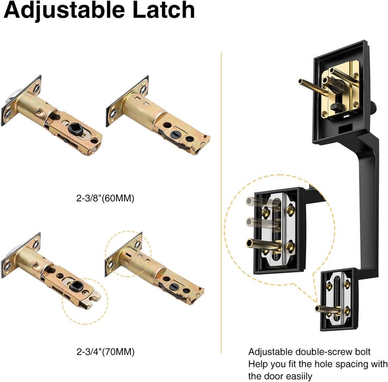 Brightify Black Front Door Handle, Matte Black Exterior Door Handle with Door Lever, Modern Front Door Lock Set, Adjustable Deadbolt with Single Cylinder, Reversible for Right&Left - Image 4