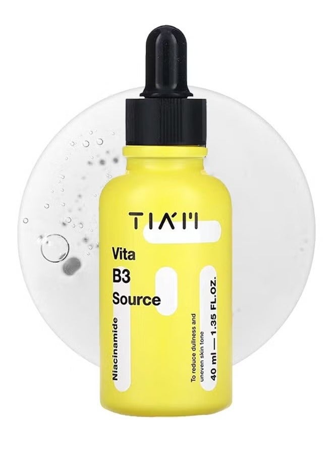 تيام Vita B3 المصدر, Niacinamide مصل الوجه, مصل الوجه المركز, 10 ٪ Niacinamide مصل الوهج مع 2 ٪ Arbutin للبشرة المشعة والمتوازنة, العناية بالبشرة النباتية, 40 مل - Image 1