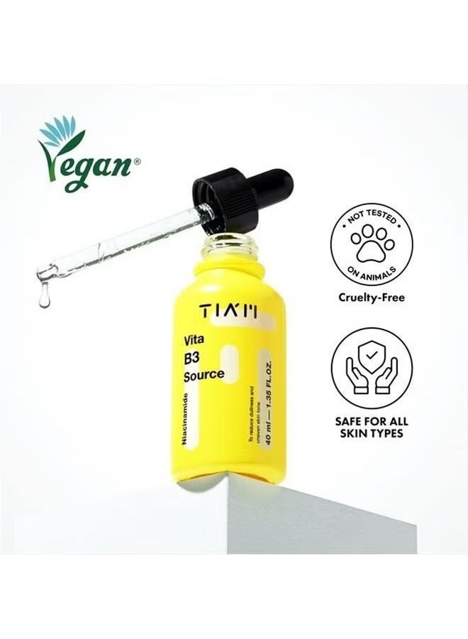 تيام Vita B3 المصدر, Niacinamide مصل الوجه, مصل الوجه المركز, 10 ٪ Niacinamide مصل الوهج مع 2 ٪ Arbutin للبشرة المشعة والمتوازنة, العناية بالبشرة النباتية, 40 مل - Image 3