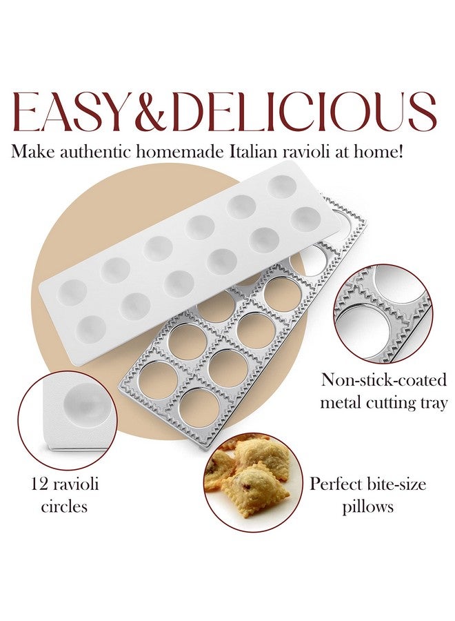 بيلمين مكبس رافيولي بيلمين | قالب بيلميني، مكبس بيروجي، صانع زلابية فطيرة اللحم بوتستيكر، طقم صنع معكرونة ختم الرافيولي، أدوات صنع المعكرونة، قالب مكبس رافيولي | يُحضّر ١٢ رافيولي، ١.٥ بوصة - Image 1