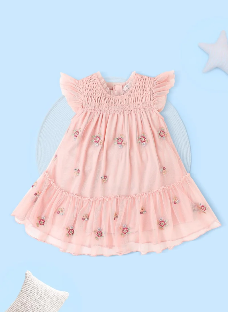 Nautinati Nautinati Girls' Round Neck Embroidered Dress