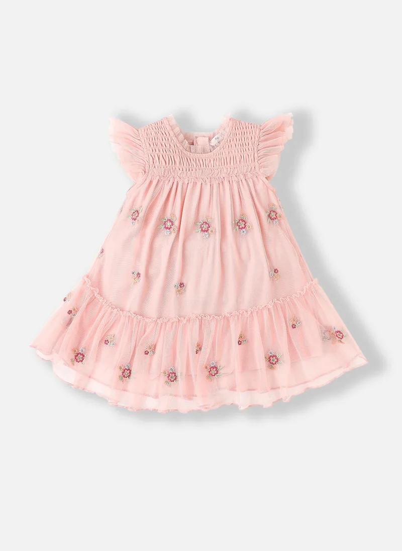Nautinati Nautinati Girls' Round Neck Embroidered Dress