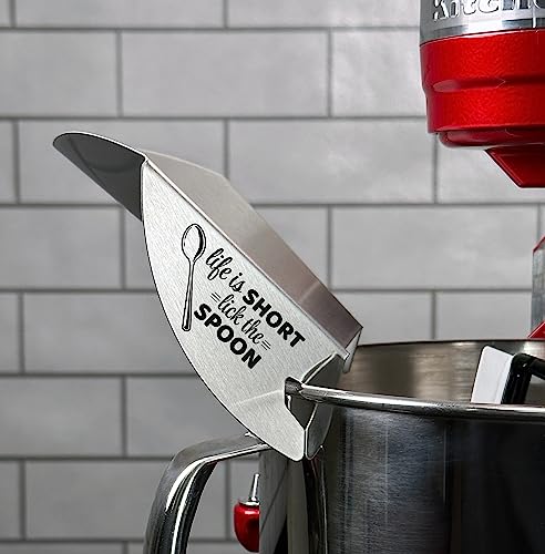 New Metro Design Pouring Chute Stand Mixer Replacement Pouring Shield with Unique Laser Etched Motto, Life is Short, Lick the Spoon - Image 2