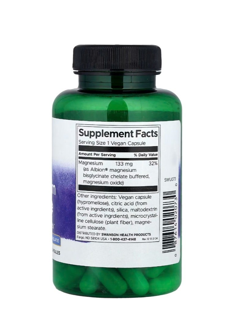 SWANSON Albion Magnesium Glycinate 133 mg 90 Vegan Capsules  - Image 2