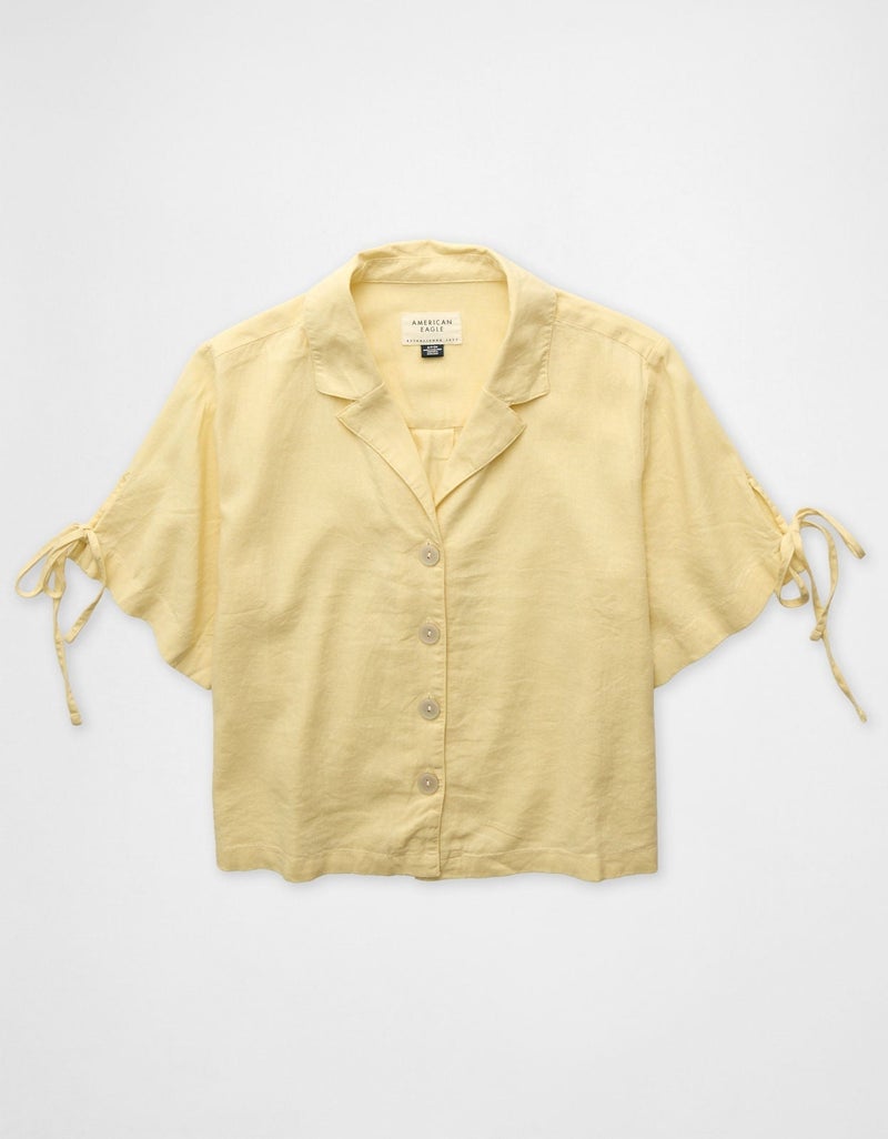 American Eagle AE Linen-Blend Button-Up Shirt - Image 3