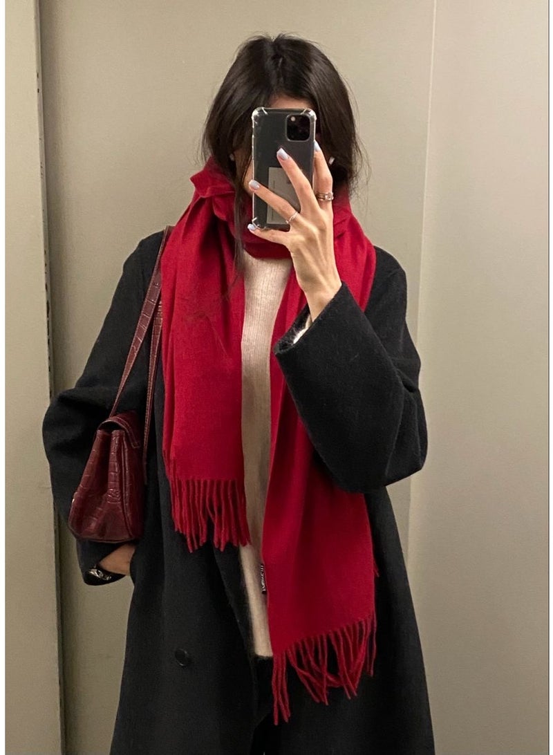 Red Imported Mohair Shawl – Elegant & Warm Winter Fashion Accessory - Image 3