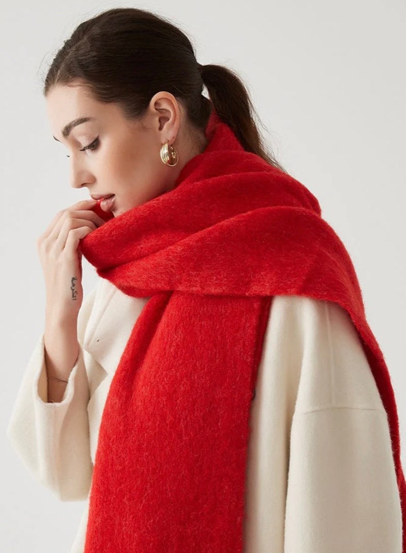 Red Imported Mohair Shawl – Elegant & Warm Winter Fashion Accessory - Image 4