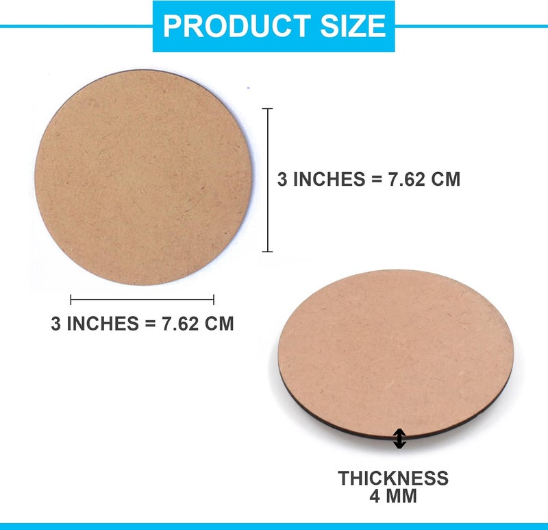 SWAGSTATION قطع MDF للفنون والحرف اليدوية بسطح أملس. لوح MDF مناسب للديكوباج، فن الراتنج، البيروغرافيا، فن الماندالا، طقم طلاء ألواح MDF، مغناطيس الثلاجة، 10 قطع من مغناطيس الثلاجة الدائري MDF بسمك 4 مم. - Image 4