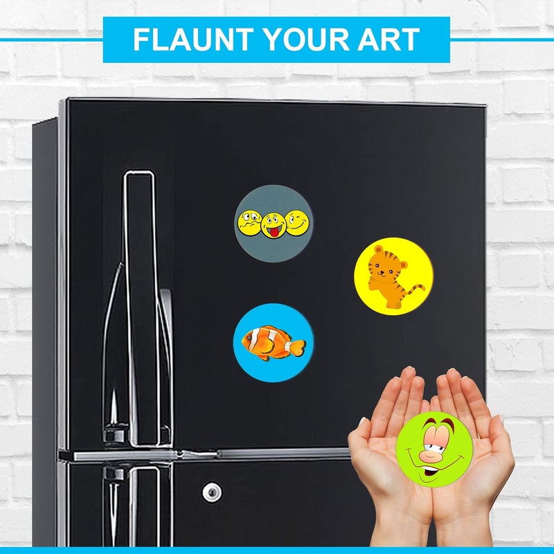 SWAGSTATION قطع MDF للفنون والحرف اليدوية بسطح أملس. لوح MDF مناسب للديكوباج، فن الراتنج، البيروغرافيا، فن الماندالا، طقم طلاء ألواح MDF، مغناطيس الثلاجة، 10 قطع من مغناطيس الثلاجة الدائري MDF بسمك 4 مم. - Image 5