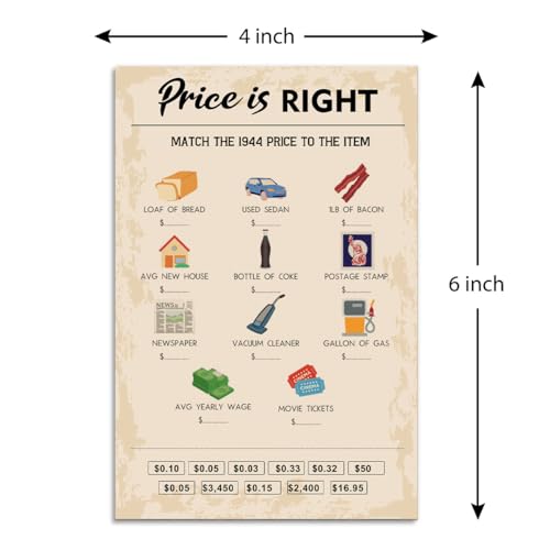 QUPT 80th Birthday Party Games, Price is Right Games, Birthday Party Supplies for Adults, Fun 1943s Party Game，Pack of 30 Cards - Image 2